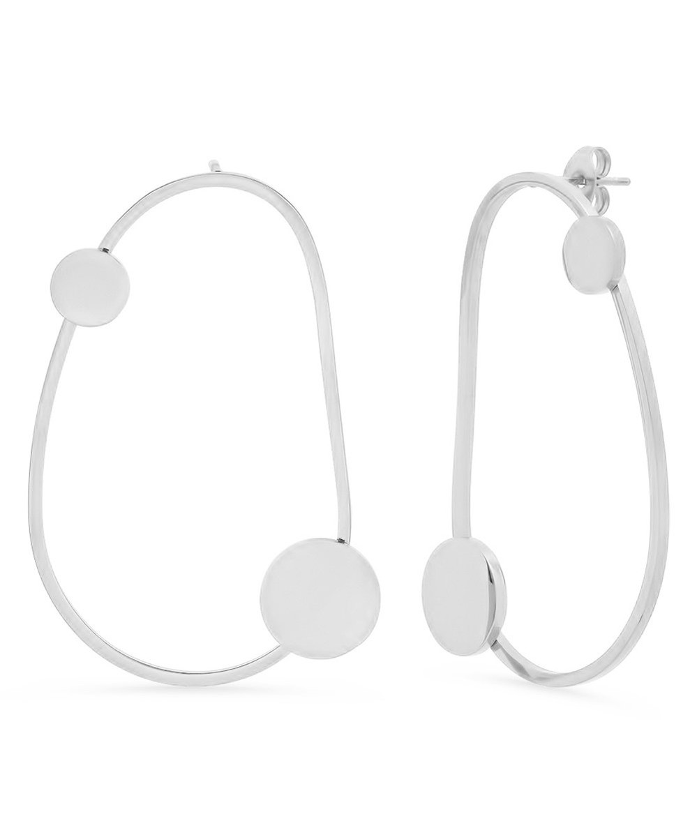 Stainless Steel Oval Drop Earrings