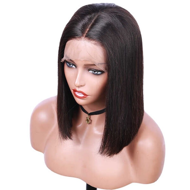 13X4 Silky Straight Brazilian Virgin Hair Lace Front Wigs