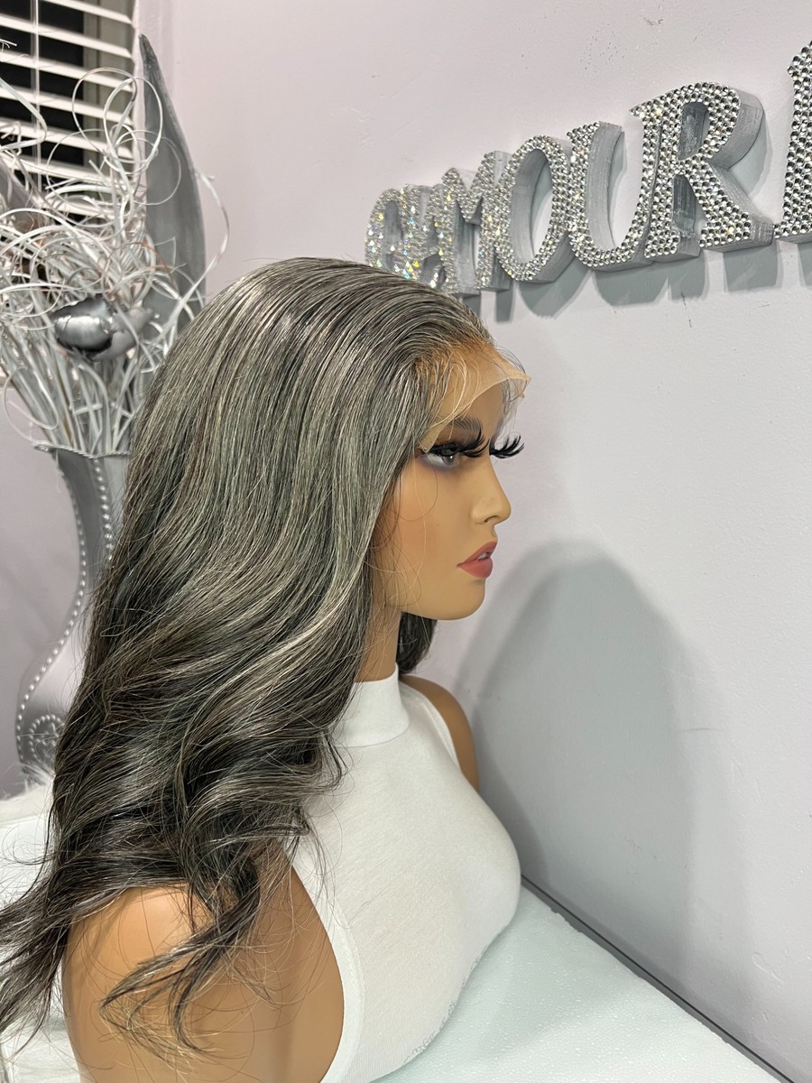 SALT AND PEPPER  5X5 HD LACE CLOSURE WIG