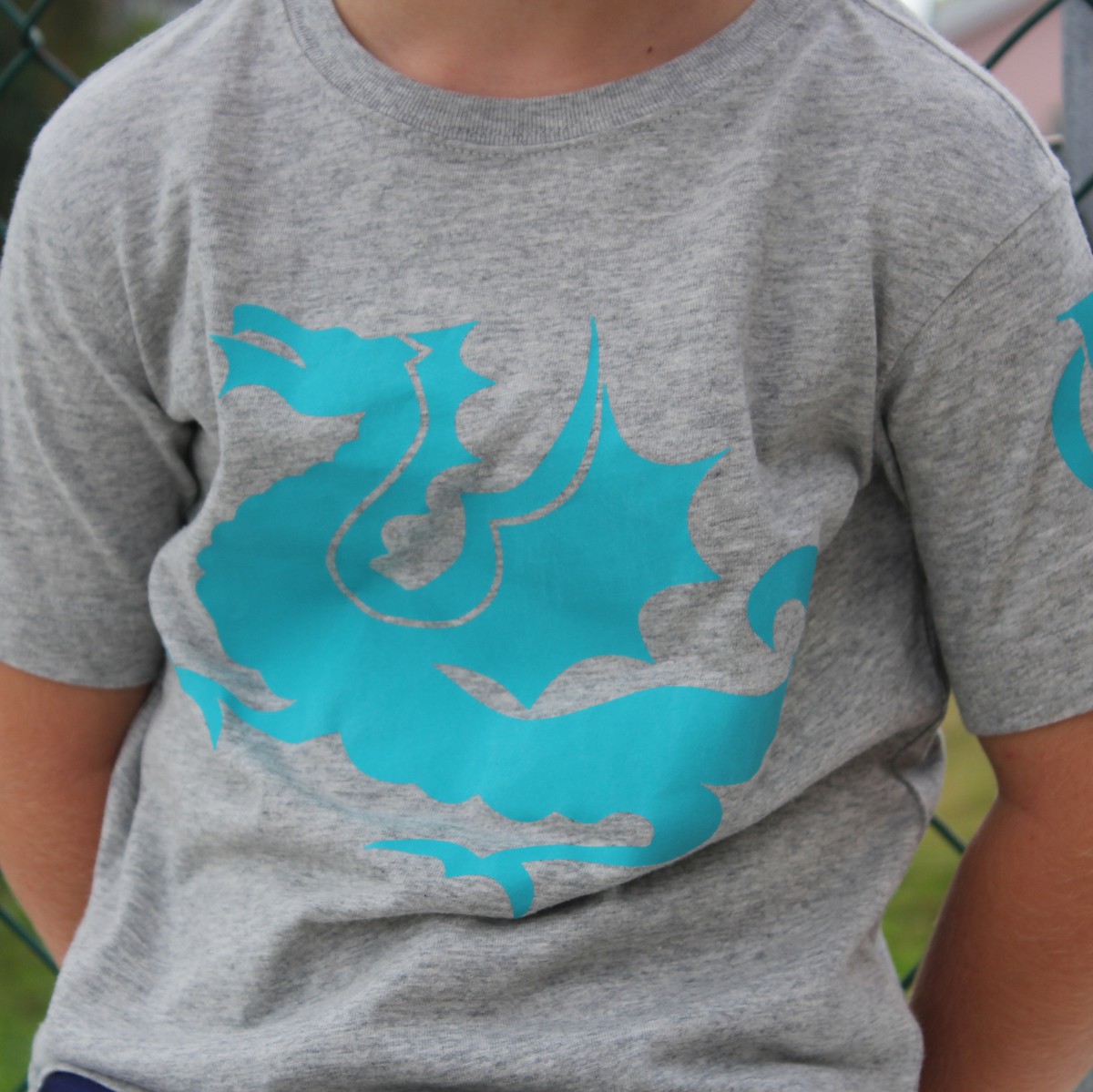 Grey Short Sleeve Dragon T-Shirt