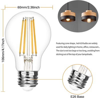 Ecolite® LED Edison Bulb Dimmable 2700k UL