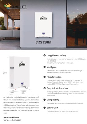 Suntec® 10KW 200Ah Lithium LifePo4 Wall Battery Closed Loop
