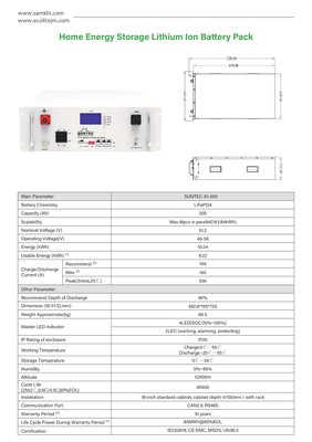 Suntec® 10KW 200Ah Lithium LifePo4 Rack Battery Closed Loop