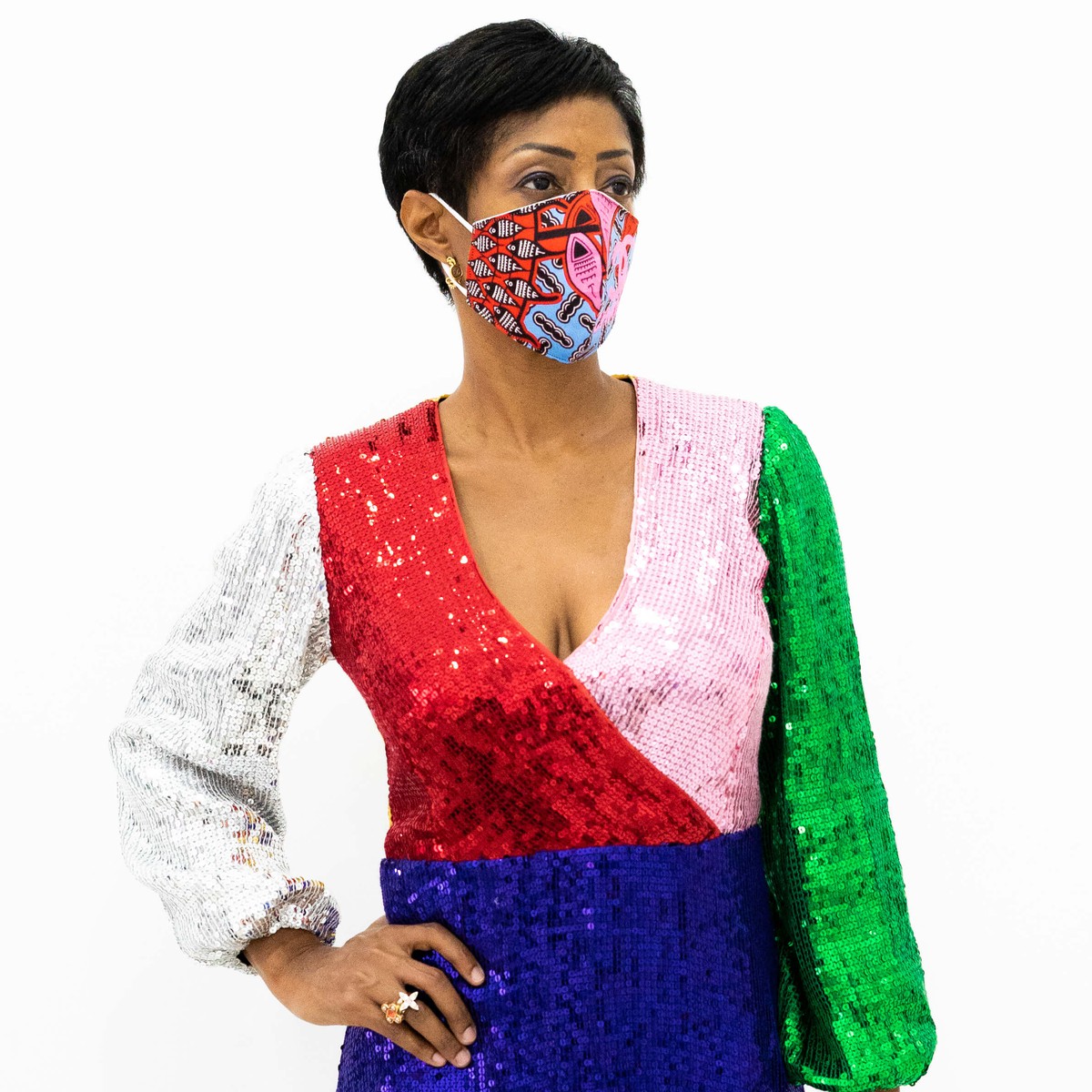 AFRICAN PRINT 3 LAYER FILTER MASK UNISEX WITH  CC LOGO