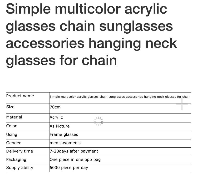 Simple acrylic mask & glasses chain. 1 free 3 layer  filtered cloth  mask with purchase .