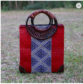 #B005 handmade weave Rattan Straw Basket Beach Bag Bamboo tote bag