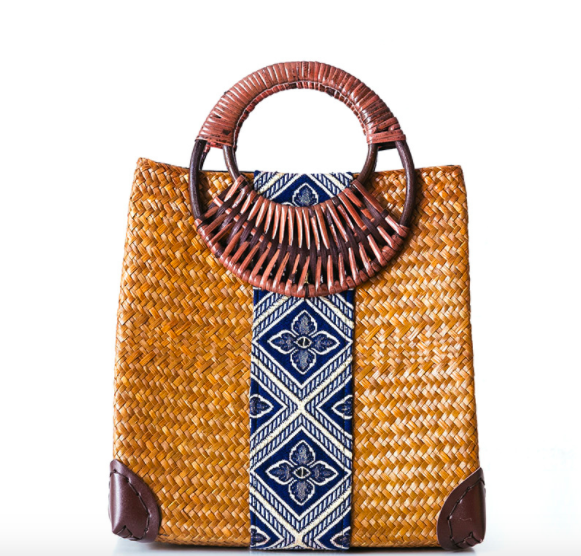 #B005 handmade weave Rattan Straw Basket Beach Bag Bamboo tote bag