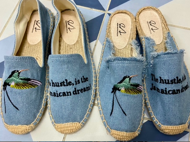 #SH0004 The hustle is the  Jamaican dream espadrile in slip-on shoe and slide