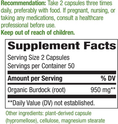 Burdock Root 100 veg caps Nature's Way