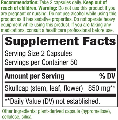 Skullcap Herb 100 caps Nature's Way