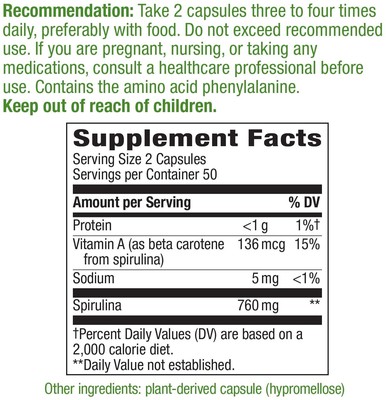 Spirulina Micro Algae 100 caps Nature's Way