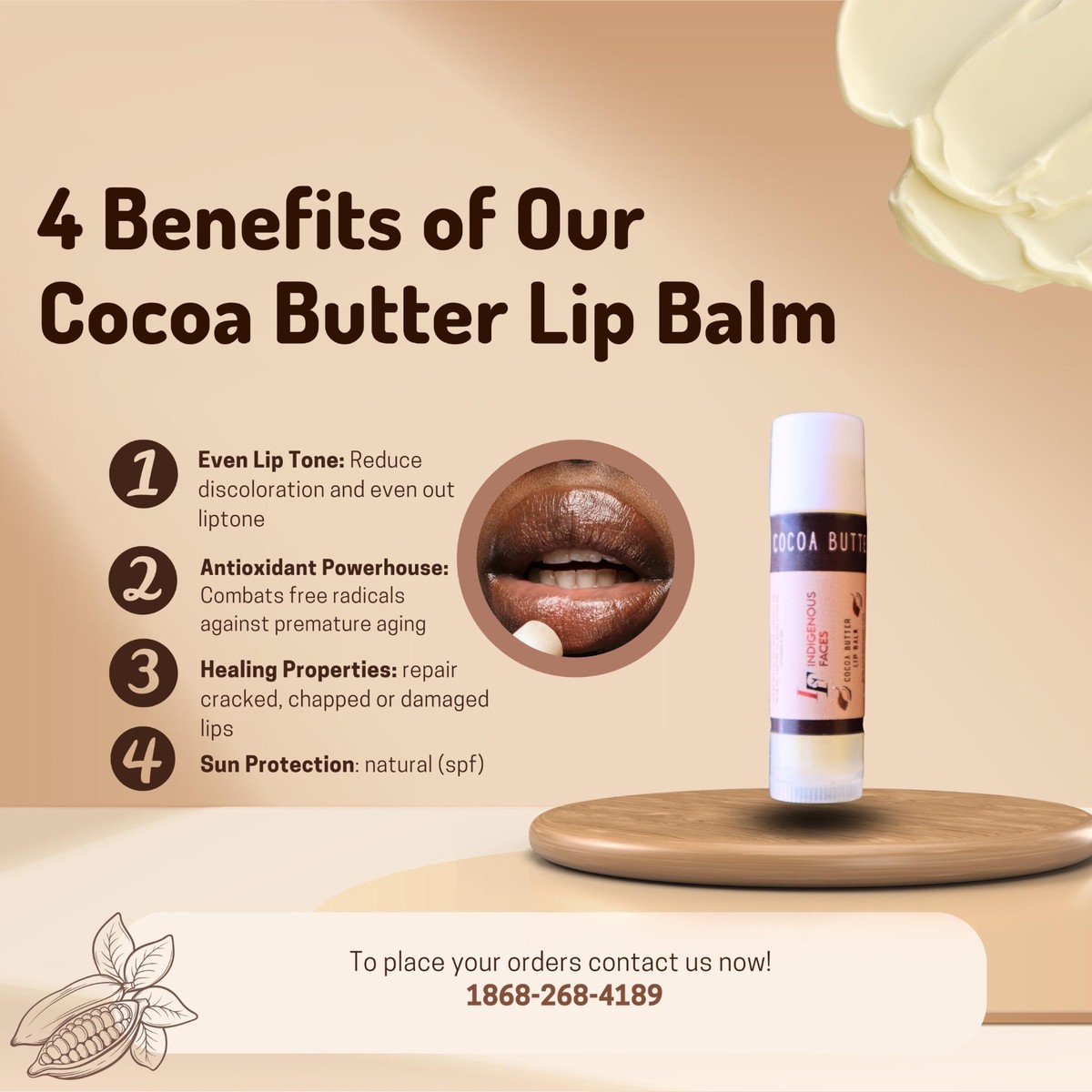 Cocoa Butter & Shea Butter Lip Balm Indigenous Faces