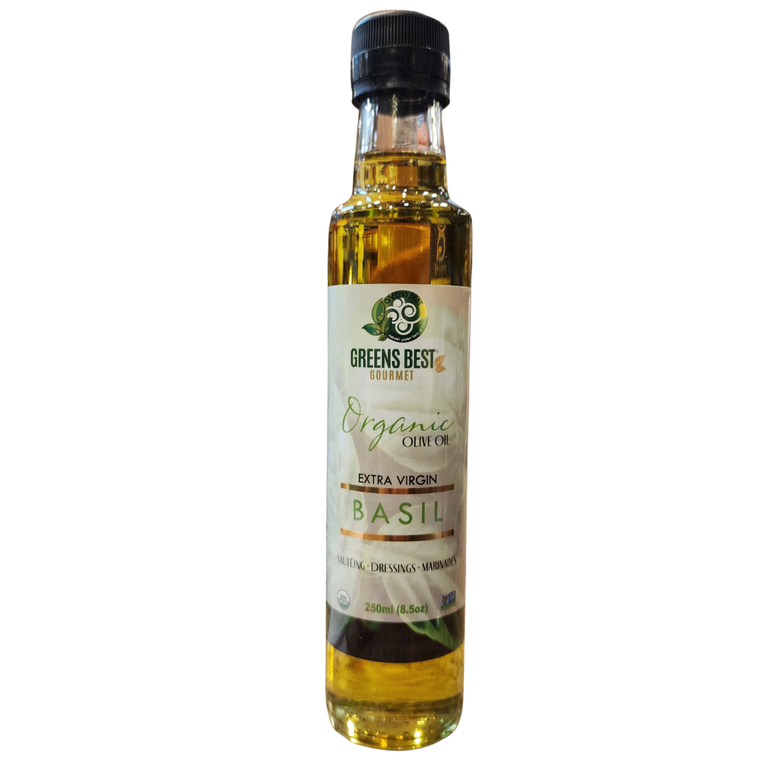 Organic Extra Virgin Olive Oil (Basil) - Greens Best (8.5 fl. oz.)