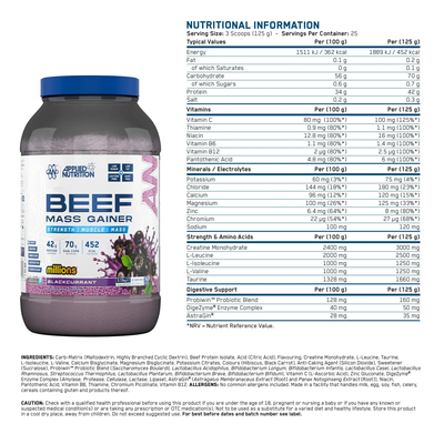Beef Mass Gainer Applied Nutrition Frozen Berries 3.13kg