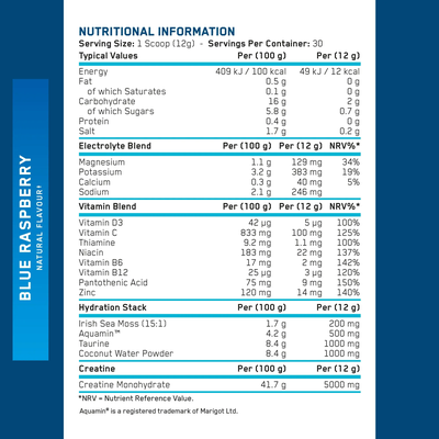 Creatine + Hydration Blue Raspberry Applied Nutrition 360g