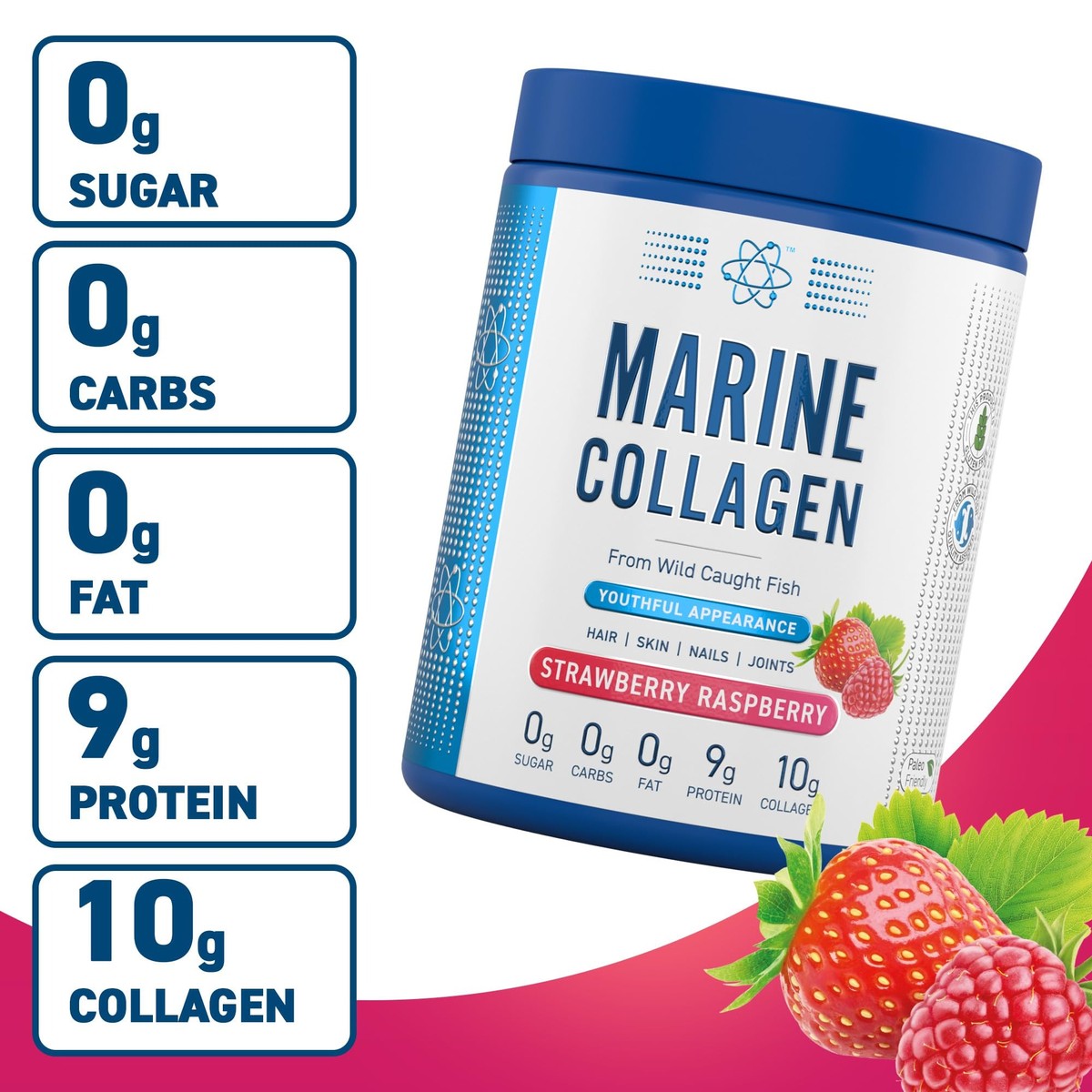 Marine Collagen Strawberry Raspberry Applied Nutrition 300g