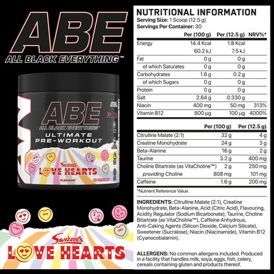 ABE All Black Everything Applied Nutrition Love Hearts 375g