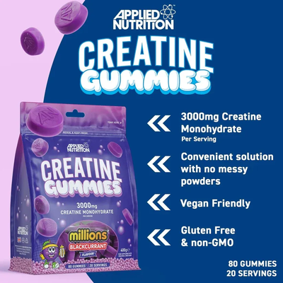 Creatine Gummies 3000mg (3g) Applied Nutrition Blackcurrant