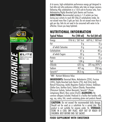 Endurance Elite Performance Energy Gel Orange Burst Single