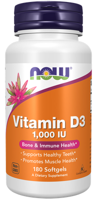 Vitamin D3 1000 IU Softgels - 180 softgels