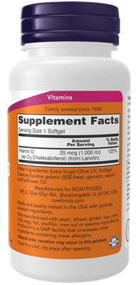 Vitamin D3 1000 IU Softgels - 180 softgels