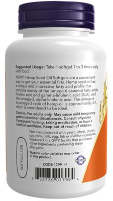 Hemp Seed Oil 1000 mg Softgels- 120 softgels