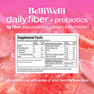 Daily Fiber + Probiotics Tropical Breeze 30 servings Belli Welli
