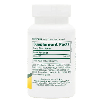 Betaine Hydrochloride 600mg 90 tabs NaturesPlus