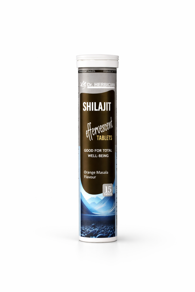 Shilajit Effervescent 15 Tablets Dr. Herbician – Orange Masala Flavor