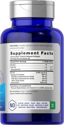 Antarctic Krill Oil 2000mg 60 Softgel Capsules Horbäach