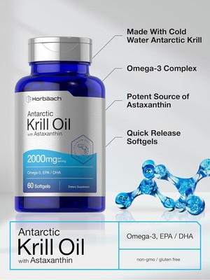 Antarctic Krill Oil 2000mg 60 Softgel Capsules Horbäach