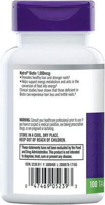 Biotin Beauty 1,000mcg, 100 tablets Natrol