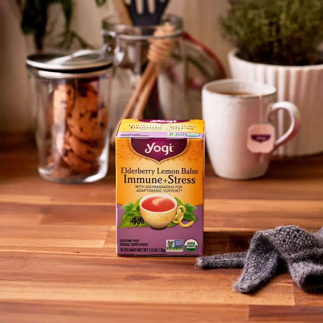 Elderberry Lemon Balm Immune + Stress Tea Yogi