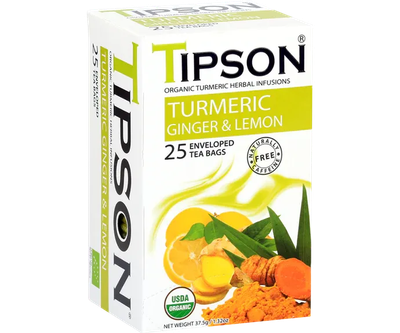 Organic Turmeric Ginger & Lemon - 25 Tea Bags Tipson