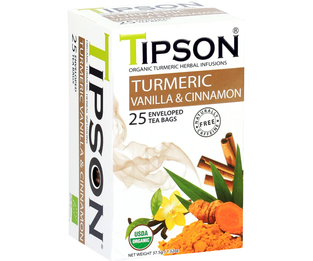 Organic Turmeric Vanilla & Cinnamon - 25 Tea Bags - Tipson