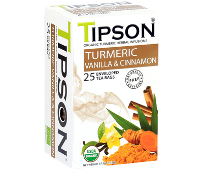Organic Turmeric Vanilla & Cinnamon - 25 Tea Bags - Tipson