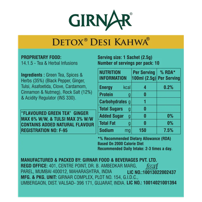 Detox / Desi Kahwa Girnar Green Tea Bags Mini