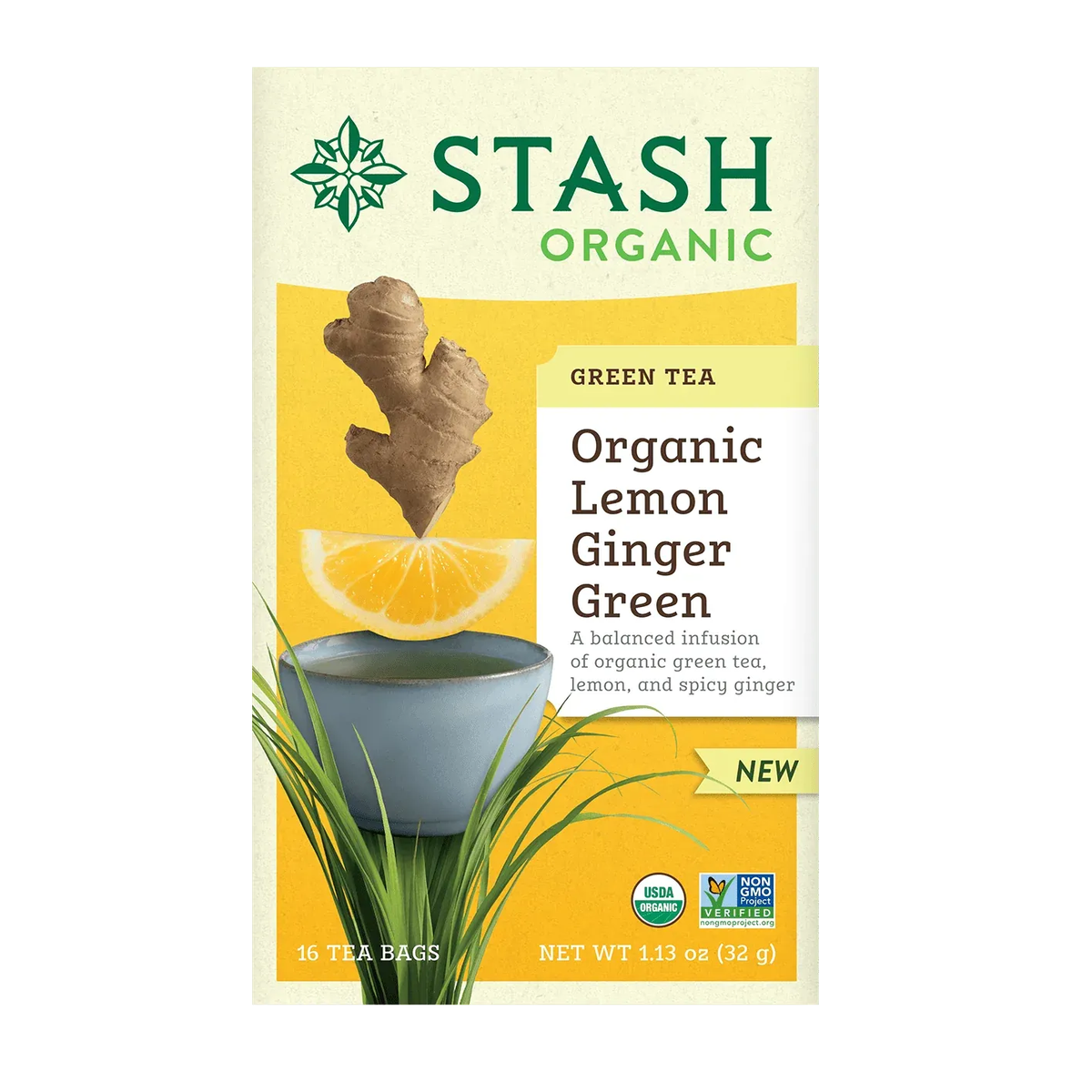 Organic Lemon Ginger Green Stash Tea