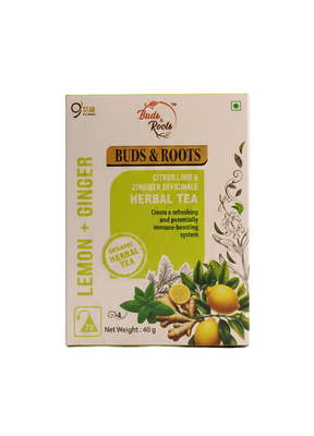 Lemon + Ginger Herbal Tea Buds & Roots 20 teabags