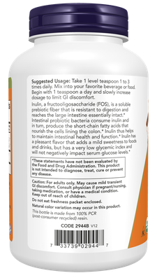 Inulin Prebiotic Pure Powder, Organic NOW 8oz.