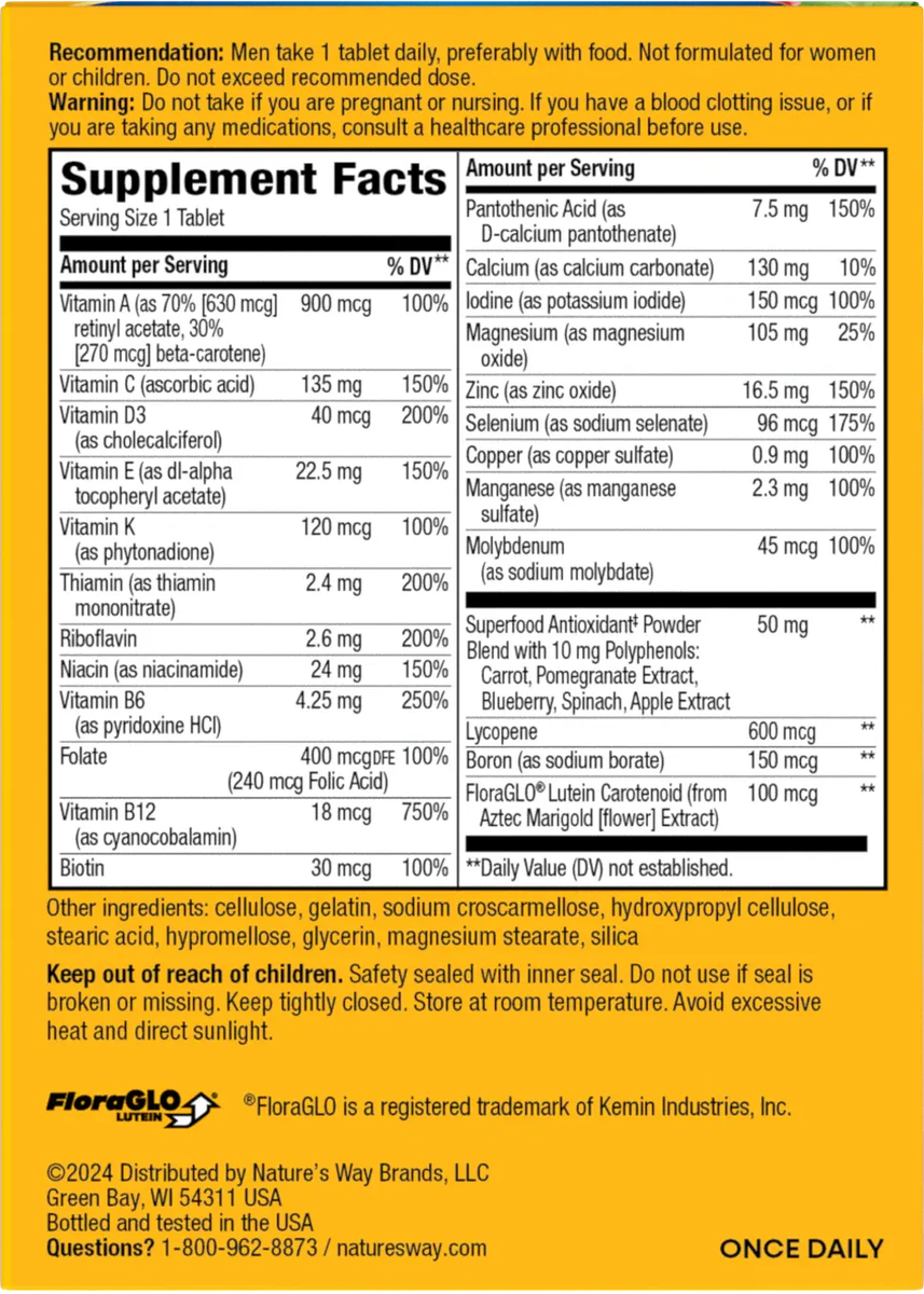 Alive men multivitamin tablets 50ct