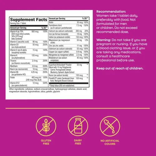 Alive women multivitamin tablets 50ct