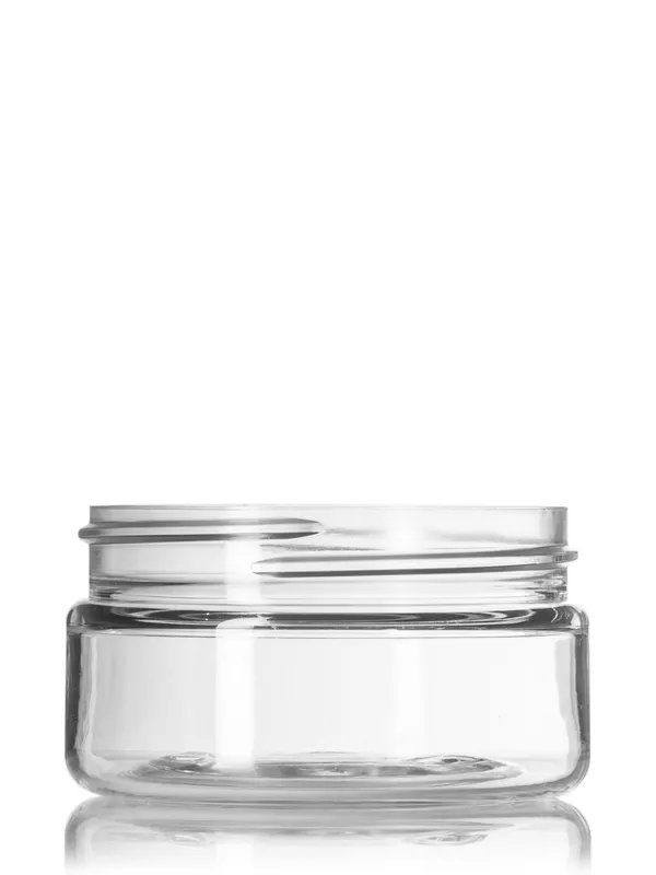 2oz Clear plastic Jar with white/black lid