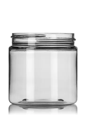 4oz Clear single wall plastic Jar with white/black lid