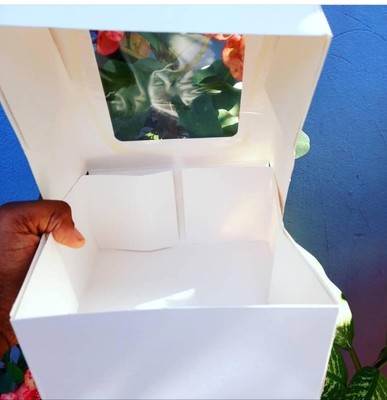 4 White Cupcake/ Packaging Box with window