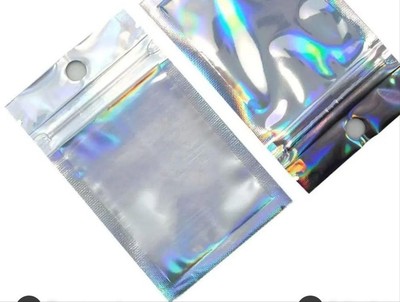 2.3x3.9 Silver ziplock pouch with hang hole