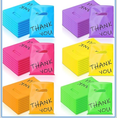 6x8 Assorted Plastic Thank You Bag with Handle (20pcs)