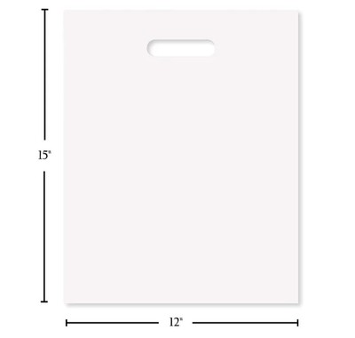 12x15 White plastic Bags with handle