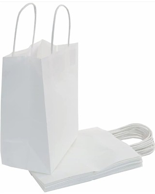 8x12 White Paper Bags with Handle