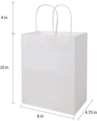 8x12 White Paper Bags with Handle